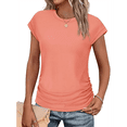 thumbnail image 2 of Camiseta de Corta con Cuello Redondo y Fruncido para Mujer, Color Coral M, 2 of 6