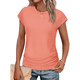 thumbnail image 2 of Camiseta de Corta con Cuello Redondo y Fruncido para Mujer, Color Coral M, 2 of 6