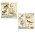 thumbnail image 1 of Beautiful Seabird, Butterfly, Shell and Music Note Collage by Pela; Coastal Decor; Two 16x16in Paper Giclee Prints, 1 of 1