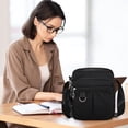 thumbnail image 3 of SHEIGUANNI Lightweight Nylon Cloth Crossbody Bag for Women, Portable Multi Compartment Casual Shoulder Bag, for Travel or Sports-Black, 3 of 5