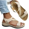 thumbnail image 4 of RUIYANQI Women's Adjustable Strap Sandals Comfortable Orthopedic Footbed Shoes Open Toe Walking Sandals Trendy Summer Beach Footwear Beige Women Sandal, 4 of 4