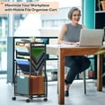 thumbnail image 4 of 8 Tier Rolling File Cart With Hanging Folder Organizer, Mobile 2 Sides Access Bookcase, Beside/Under Desk Cart With Wheels for Office Home School Organization, 4 of 7