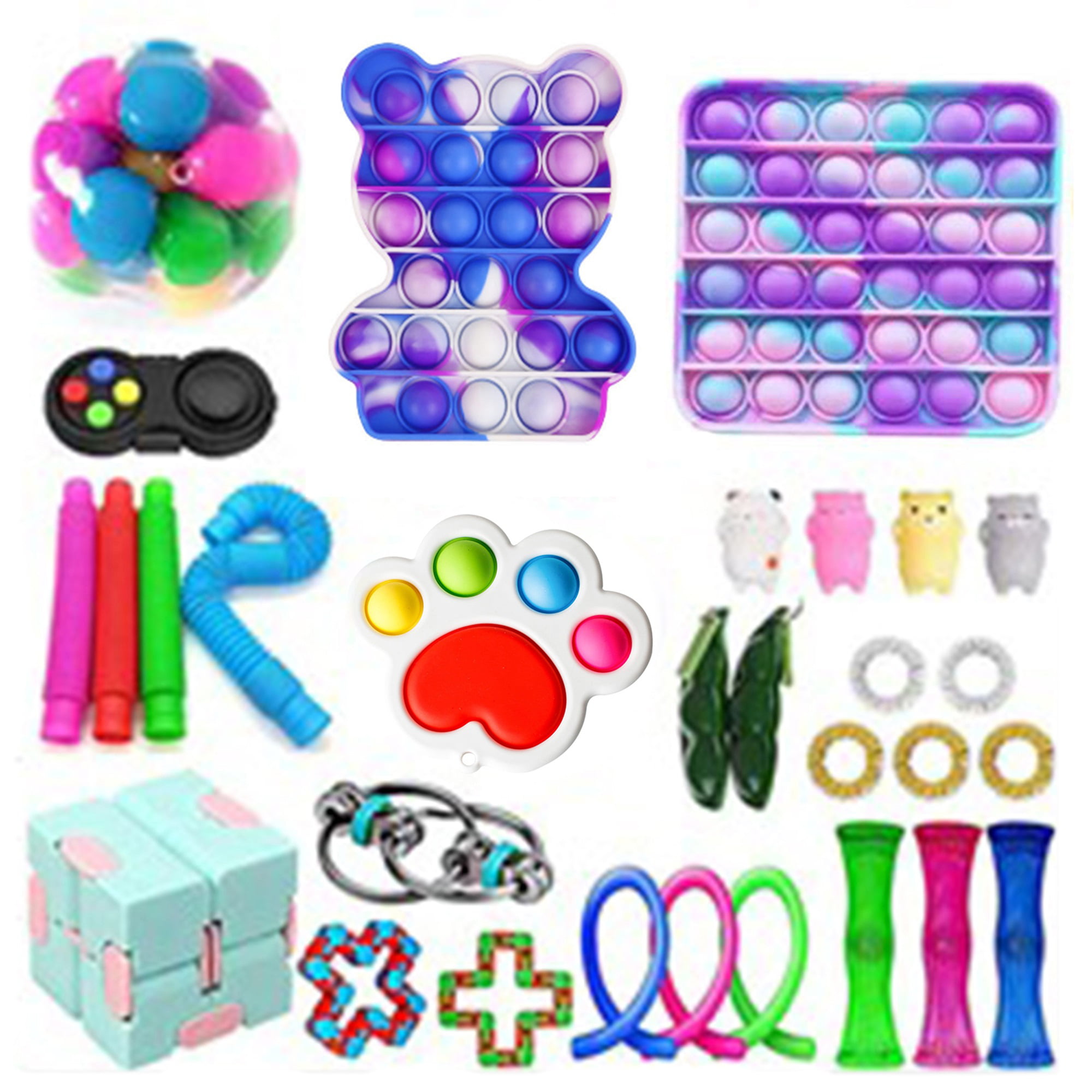 Sensory Fidget Toy for Stress Relief 2 Pack Pink Circle Top Shelf Elements Bubble Poppin Fidget Toy Anxiety Games and Much More. 