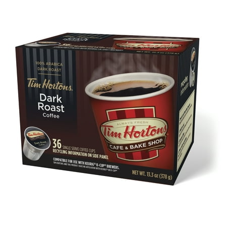 Tim Hortons Ground Coffee Single Serve Cups, Dark Roast, 36
