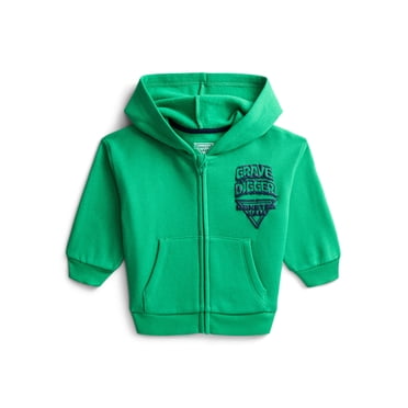 Monster Jam Baby Boys' Full Zip Graphic Hoodie, Sizes 0/3M-6/9M