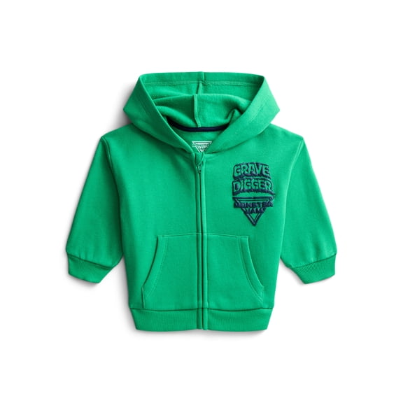 Monster Jam Baby Boys' Full Zip Graphic Hoodie, Sizes 0/3M-6/9M