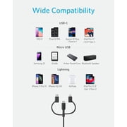 Anker Powerline II 3-in-1 Cable, Lightning/Type C/Micro USB Cable, 3ft, Black