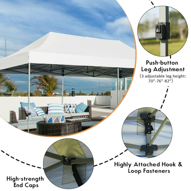 Gymax 10 x20 Pop up Canopy Tent Folding Heavy Duty Sun Shelter Adjustable W Bag White