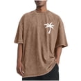 thumbnail image 3 of Lenago Plus Size Mens Tops Short Sleeve Clothes Crew Neck Summer Solid Color Casual Sports Washed Distressed Mens Shirts Loose T Shirts It's Suitable for Sports Fields Parties Shopping Daily Life Etc, 3 of 6