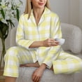 thumbnail image 6 of Uemuo Lemon Yellow Checkboard Pattern Womens Pajama Sets,PJ Set for Women,Pajamas for Women Logo,Long Sleeve Pajama Set for Women,Soft Long Sleeve Top With Pants-Large, 6 of 9