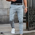 thumbnail image 3 of OmicGot Popular Mid-rise Checkered Pattern Pants Bottoms Men Pants, 3 of 6