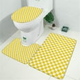 thumbnail image 2 of Yellow and White Checkered Pattern Bathroom Rugs Sets 3 Piece,Toilet Cover Set,Absorbent Non Slip Bathroom Mats Sets with U-Shaped Contour Rug Toilet Rug Set, 2 of 5