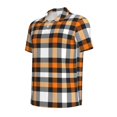 thumbnail image 4 of Wukai Orange Plaid Men’s Polo Shirts,Quick-Dry Athletic Shirt,Classic Fit Shirts-Medium, 4 of 8