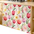 thumbnail image 2 of Spring Tulip Cabinet Curtain 35"Wx35"L, Dustproof Under Sink Skirt with Self Adhesive Tape, Summer Floral Botanical Elegant Cabinet Curtain Cover for Kitchen Sink, Bathroom Vanity, Laundry Room, 2 of 9