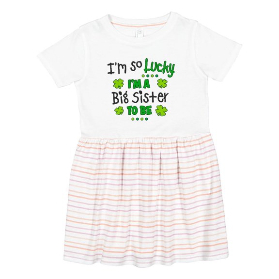 Inktastic I'm So Lucky I'm a Big Sister to Be Girls Toddler Dress