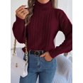 thumbnail image 4 of Suéter de punto de manga larga con cuello alto y giro informal para otoño e invierno, ropa de mujer, 4 of 5