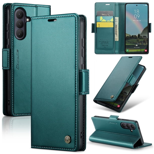 CaseMe Funda de Cuero para Samsung Galaxy S26+ 5G con Bloqueo RFID, para Samsung Galaxy S26+ 5G Funda para Mujer y Hombre, Tarjetero con Cierre Magnético, Funda Tipo Folio, Verde, para Galaxy S26+ 5G