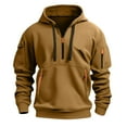 thumbnail image 6 of HAOTAGS Teen Boys Sport Hoodie, Half Zip Hooded Sweatshirts with Multi-pockets Casual Pullover Top Brown 13 Years, 6 of 9