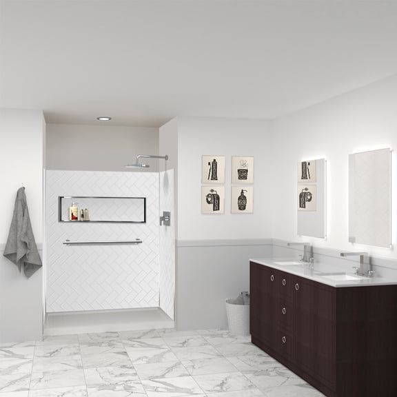 Transolid Pwk603672 Prodigy 72" H X 60" W X 36" D Three Panel Shower Wall Kit - White