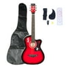 40 Inch Acoustic Guitar Beginner Guitar Starter Bundle Kit with Bag, Tuner, Pickguard and String Set Red