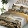 thumbnail image 5 of Ambesonne Egyptian Fitted & Top Sheet Set with Shams, Pyramids with Clouds Image, Cream Orange, 5 of 8