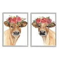 thumbnail image 5 of Stupell Industries Rose Flower Crown Cow Portrait Floral Farm Gray Framed by Annie Warren, 5 of 5