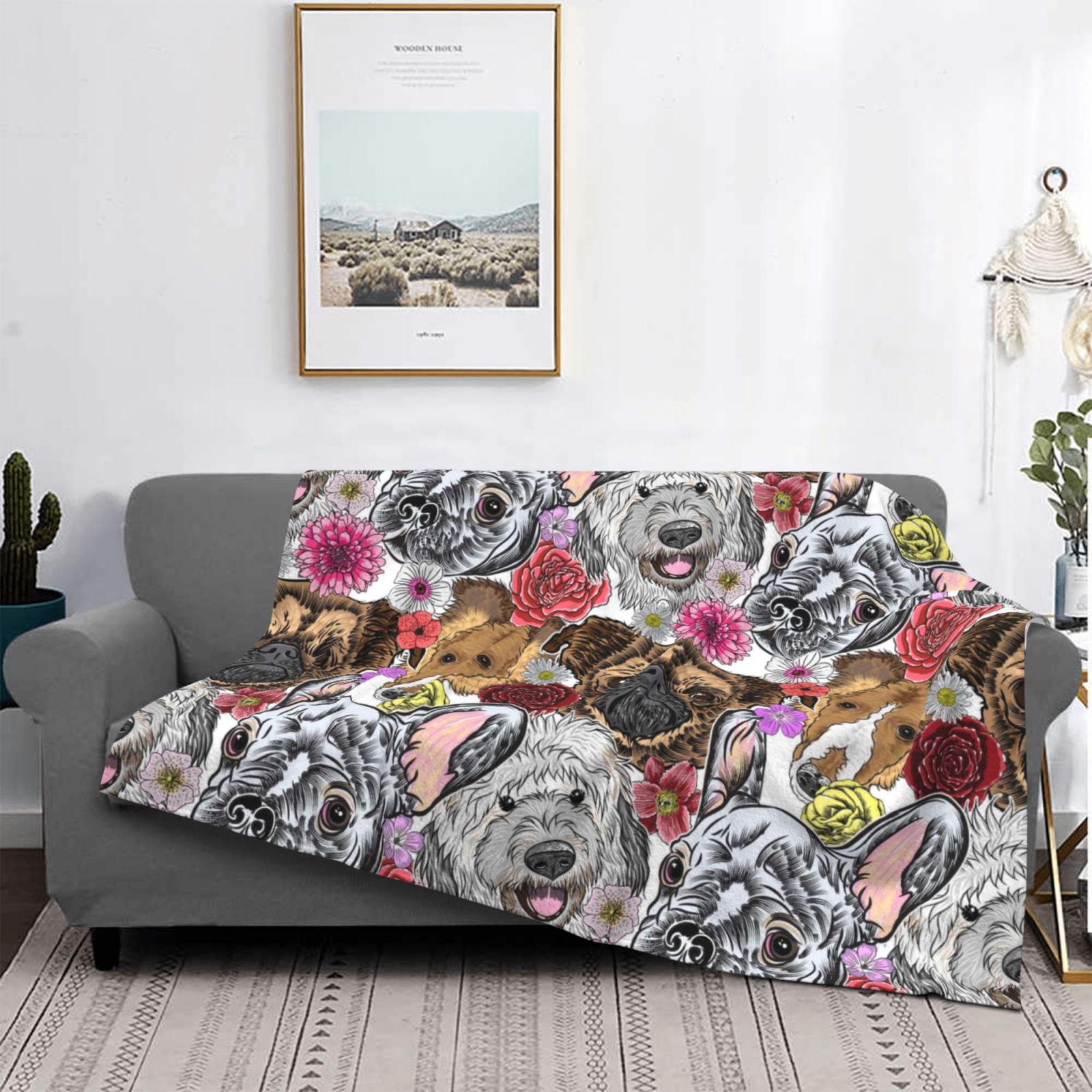 Throw Blanket for Couch - Cute Dogs Puppy1 Soft Comfy Lightweight Cozy Warm Throw Blanket, Fuzzy Plush Flannel Blanket & Throws for Sofa and Bed All Season