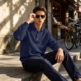 thumbnail image 6 of Fabrcox Men Long Sleeve Polo Shirts Classic Fit Collared Golf Shirts for Men Button Casual Outdoor Sports Office Men Work Shirt Navy XXXL, 6 of 6