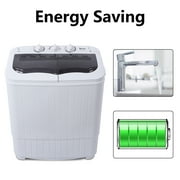 Compact Portable Washing Machine,Mini Compact Twin Tub with Built-in Drain Pump Washer 14.3Lbs Semi-automatic Spinner