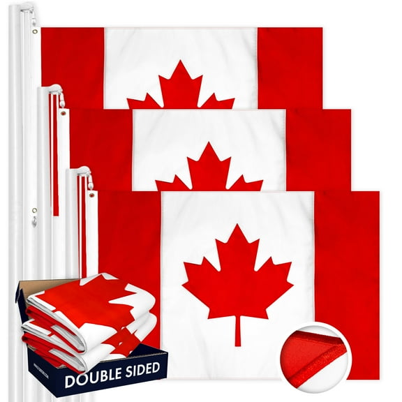 Canada Canadian Flag 3x5FT 3-Pack Double-sided Embroidered Polyester By G128