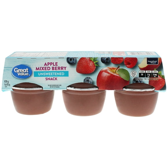 Great Value Unsweetened Apple Mixed Berry Snack, 6 x 113 g