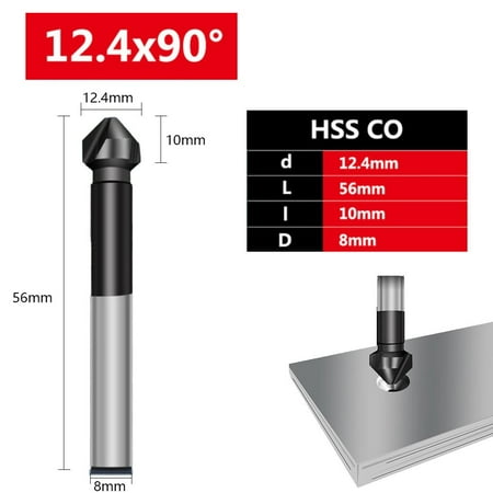 

M35 3 Flute Countersink Drill Bit 90Degree Chamfering Tools Cobalt TiAlN Coated