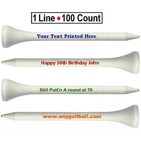 Personalized Golf Tees – 2 3/4", 1 Line Custom Text – 100 Count – Wood by GBM Golf