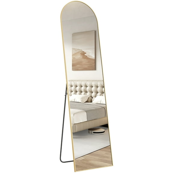 JOINSUN 59"x16" Arched Full Length Mirror with Aluminum Alloy Frame for Bedroom,Standing Full Body Mirror,Gold