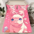 thumbnail image 3 of Homewish Kawaii Pug Dog Twin Sheet Sets for Kids, Pink Cartoon Animal Twin Fitted Sheet, Cute Dalmatian Lover Flat Sheet, Breathable Home Decor, 3 Pieces, 3 of 8