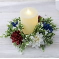 thumbnail image 4 of 2 Pack Mini Wreath Red White & Blue Star Mixed Berries & Pip Berry Candle Rings, Patriotic Fourth of July Berries Candle Rings Small Wreaths,4 inch Center for Pillar Candle (Multicolor-2pc), 4 of 14