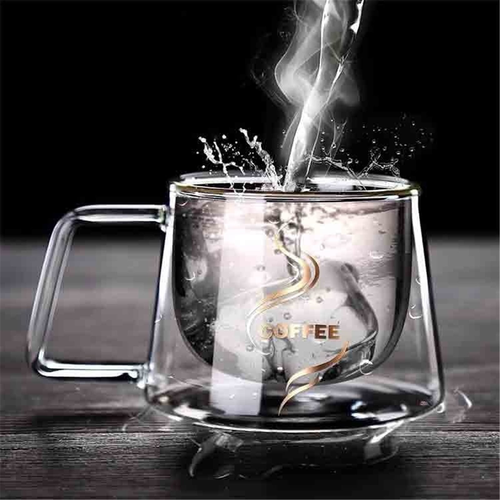 7oz Clear Glass Cups with Handle, Double Wall Glass Coffee Mugs for Espresso,Latte,Cappuccino,Tea