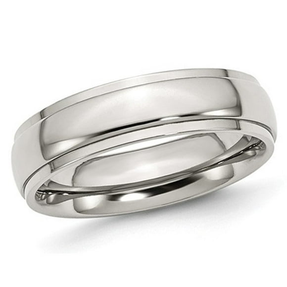 Mens Chisel 6mm Stainless Steel Ridged Wedding Band Ring