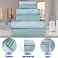 thumbnail image 6 of BNM Cotton 6 Piece Assorted Solid and Marble Towel Set, Teal, 6 of 9