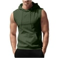 thumbnail image 3 of VBTAPA Workout Hooded Tank Tops Mens Gym Sleeveless Hoodies Quick Dry Bodybuilding Muscle Cut Off T-Shirt Athletic Vest with Pocket Army Green M, 3 of 8