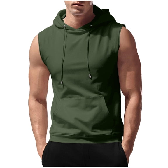Kukoosong Men's Hooded Sleeveless Tank Top - Solid Color Casual Summer Fashion Streetwear for Outdoor Leisure Activities Men Summer Muscle Tee Tank Tops
