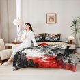 thumbnail image 4 of Metsweet Japanese Scenery Full Size Bedding Sets 7 Pieces, Animal Crane Full Size Bed in a Bag, Black Red White,Black Reversible, 4 of 6