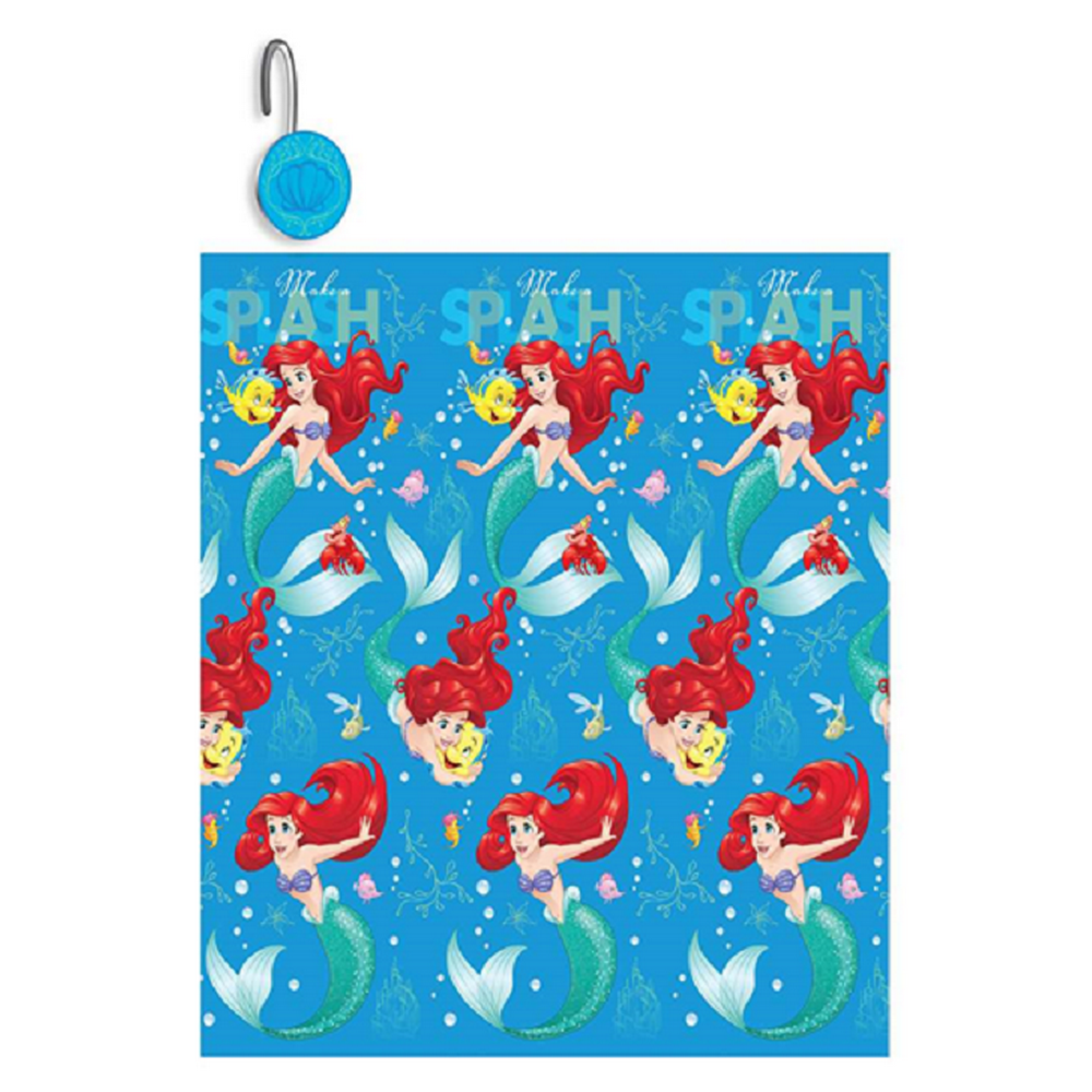 Disney Ariel 13 Piece Printed Shower Curtain Set With Matching Hooks 1
