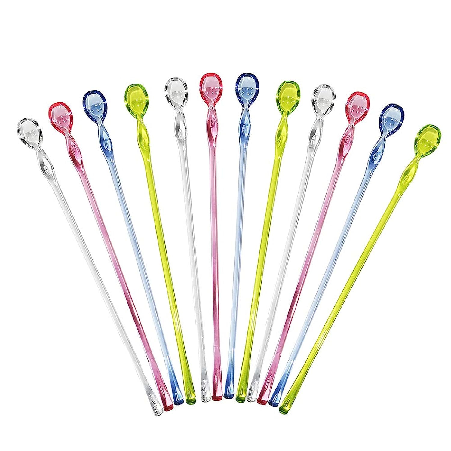 10 Inches Cocktail Spoon, Assorted Colors Plastic Swizzle Sticks, Long