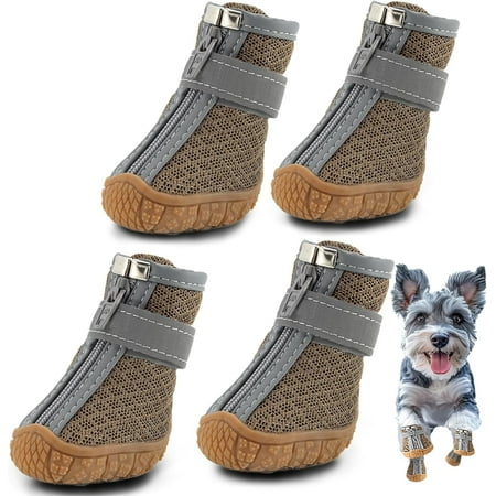 AAZZ Dog Shoes for Small Dogs  Waterproof Dog Boots & Paw Protectors for Hot Pavement Winter Snow Hiking  Anti-Slip Dog Booties for Hardwood Floor Pink Size 3