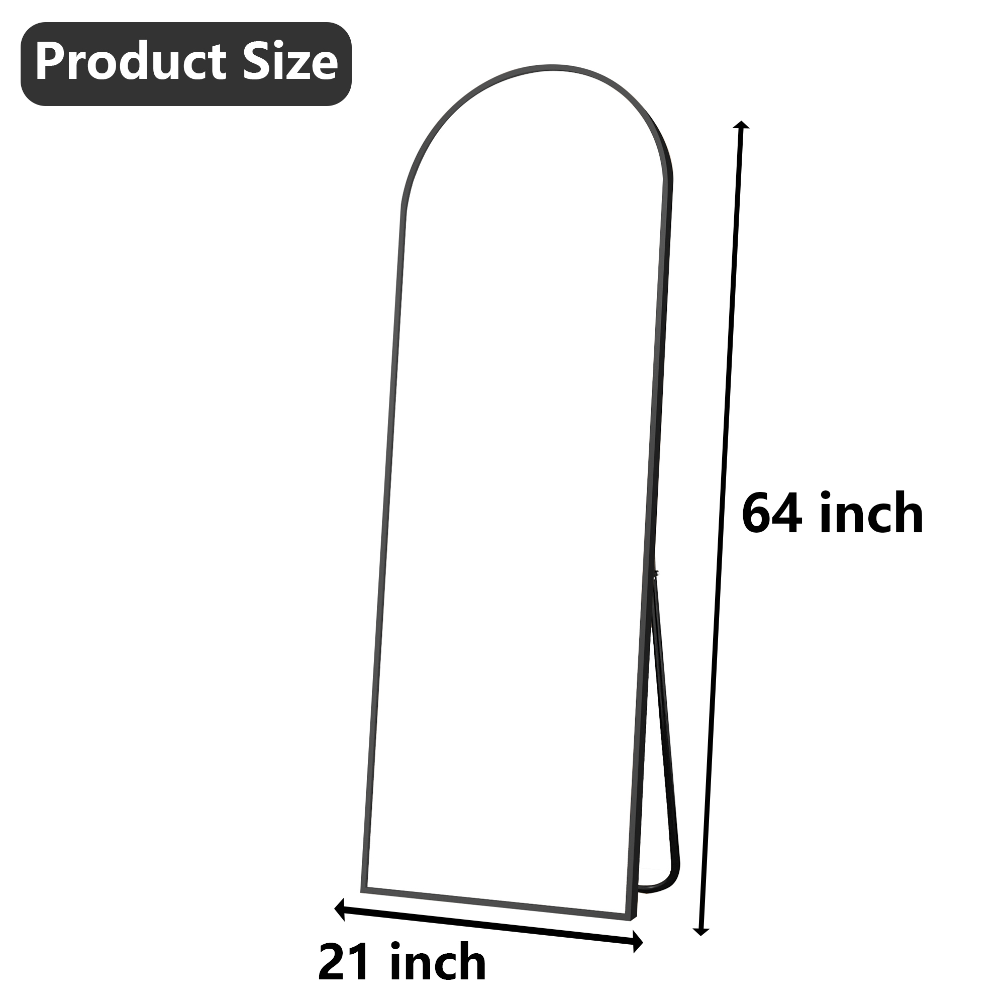 MAYEERTY Black Arch Full Length Mirror, Wall Mount or Freestanding for Bedroom/Living Room, 64" × 21"