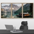 thumbnail image 2 of wall26 Framed Wall Art Print Set Cabin on Cloudy Forest Lake Nature Wilderness Photography Realism Rustic Colorful Multicolor Ultra for Living Room, Bedroom, Office - 24"x36"x3 Natural, 2 of 5