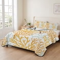 thumbnail image 2 of Full Quilt Set 78''x90'', Orange Gray Coral Coastal Lightweight Bedspread Coverlet Set with 2 Pillow Shams, Summer Beach Seaside Nautical Breathable All Season Quilt Bedding for Bedroom/Guest Room, 2 of 9