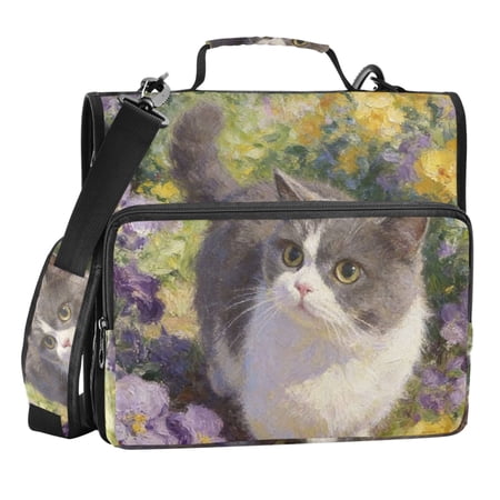 Zipper Binder Munchkin Cat 1.5 Inch Binder Folder Bag with Shoulder Strap and Handle