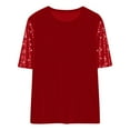 thumbnail image 4 of Horkkom Sparkly Tops for Women Crewneck Velvet Short Sleeve Blouses Loose Party Casual Tops L, 4 of 5